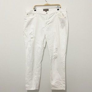 J. Crew White Boyfriend Distressed Jeans Size 35